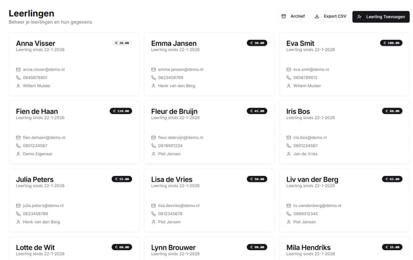 Leerlingen overzicht